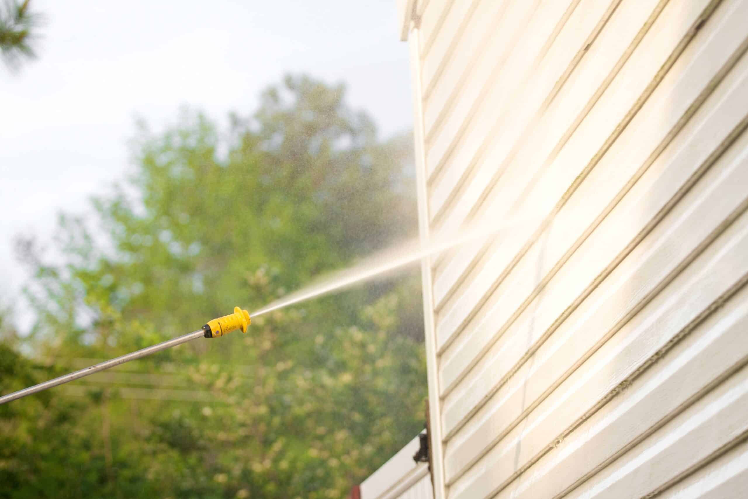 pressure washing house